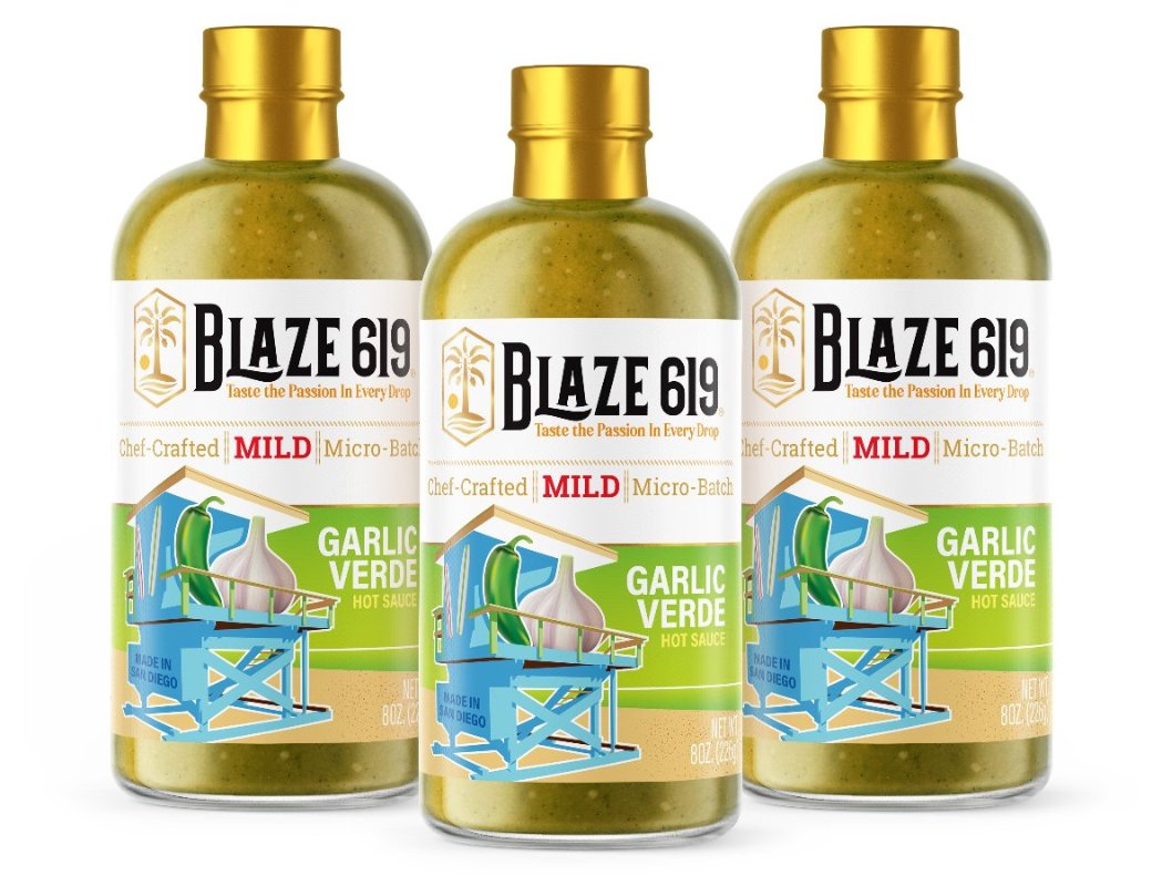 BLAZE 619 Garlic Verde Hot Sauce - 8oz. - 3-Pack